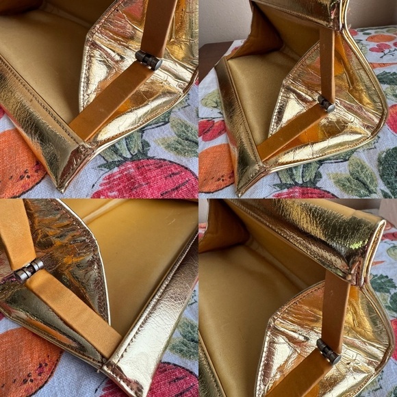 Vintage gold foil snap closure clasp handbag